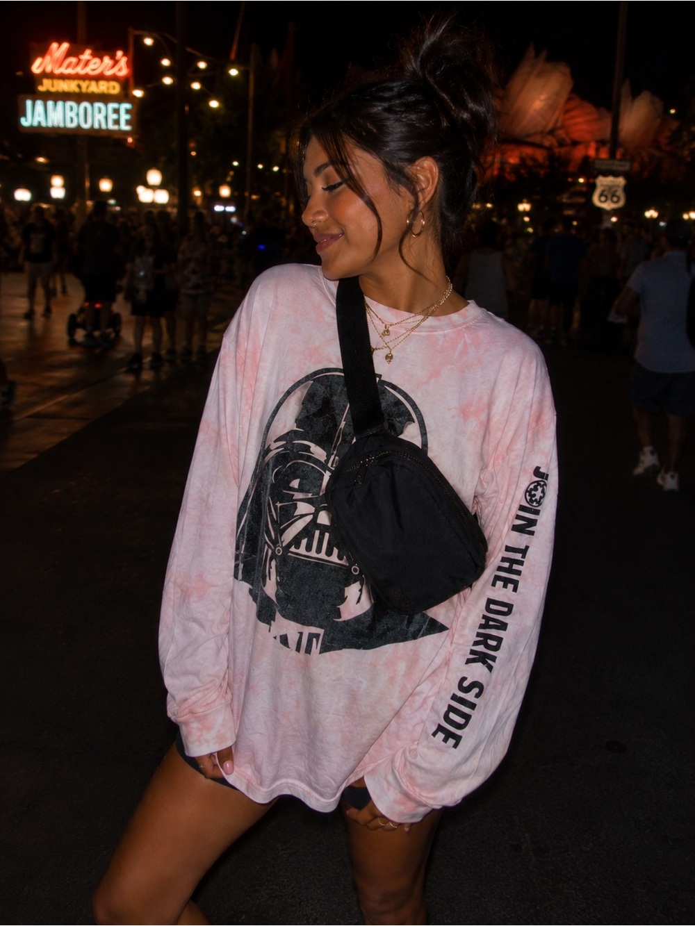 Disney Star Wars Y2K Darth Vader Oversized Pink Tie Dye Long Sleeve Tee XXL
